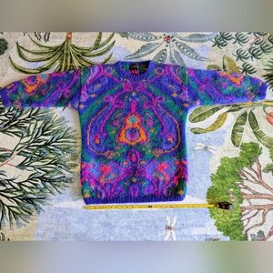 Colorful Patterned Vintage Mohair Sweater Sm
